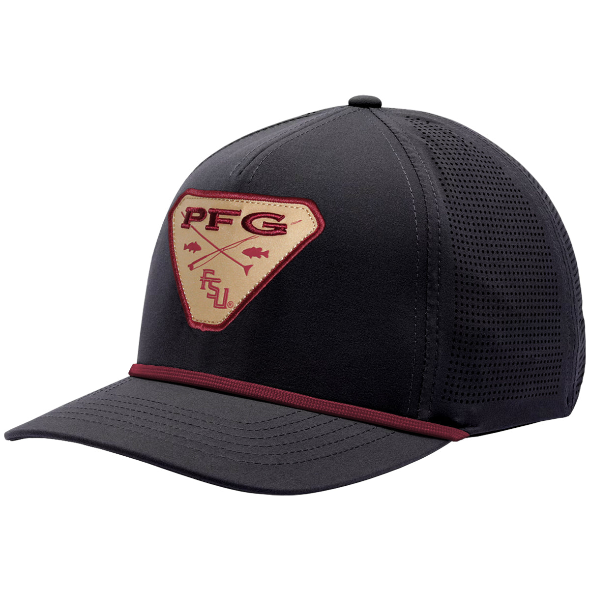 Columbia Stacked FSU Patch PFG Tidal Pursuit Snapback Adjustable Hat - Black