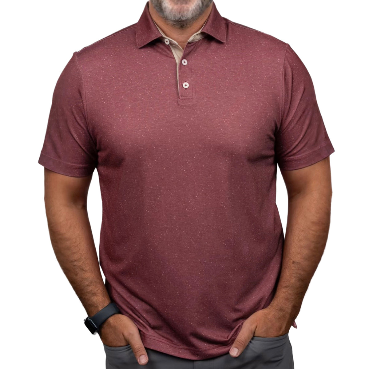 Campus Course Men's 3-Butrton Polo - Garnet