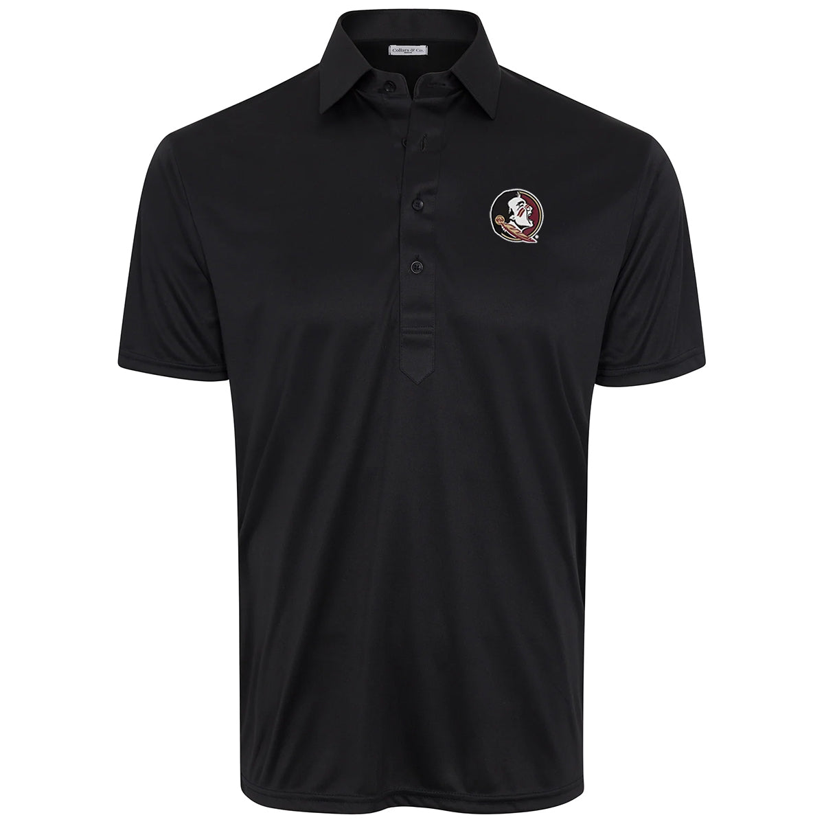 Collars and Co. Men's Seminole Logo Featherlight Flex Relaxed Fit Polo - Black