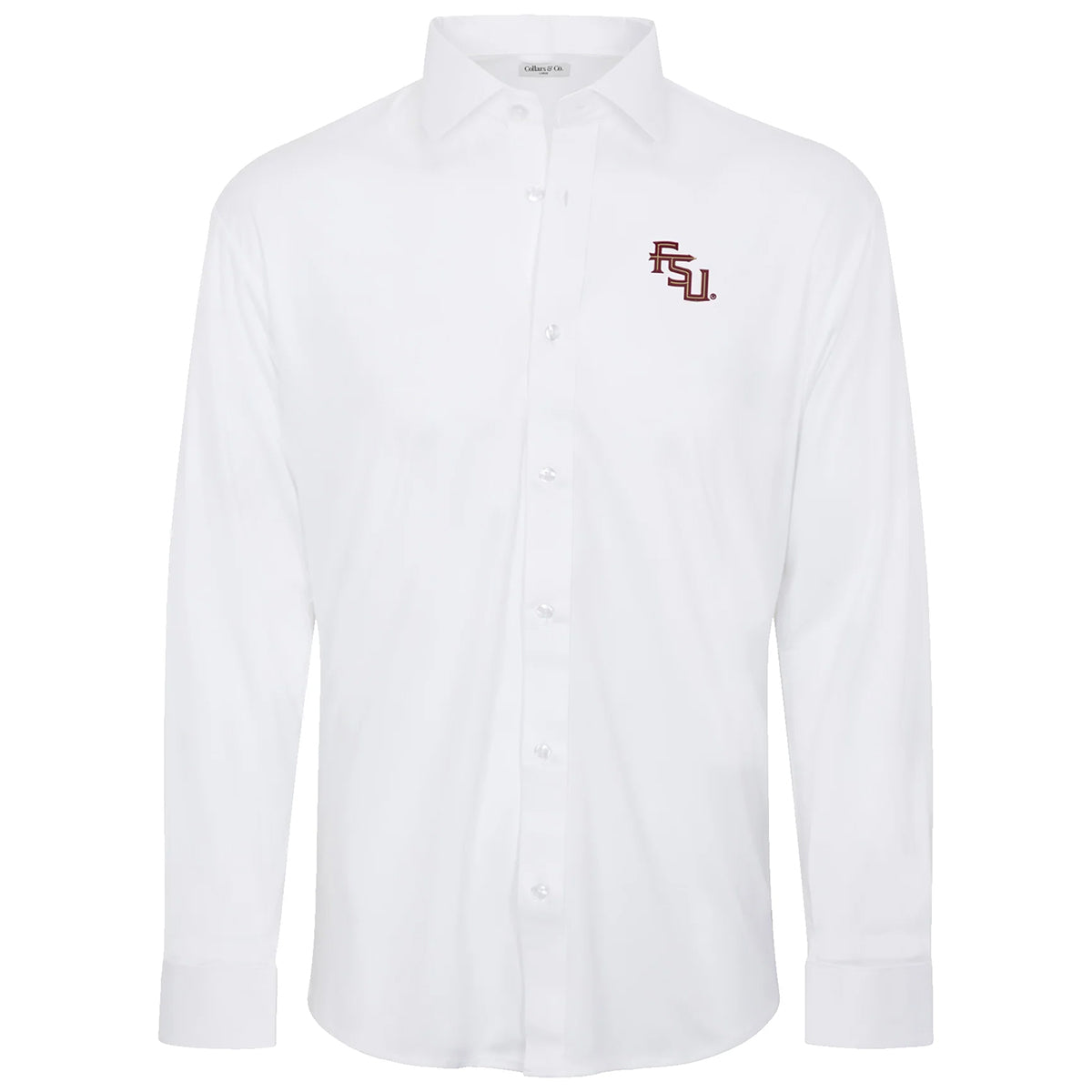 Collars and Co. Men's Stacked FSU Logo Flex Dress Shirt - White