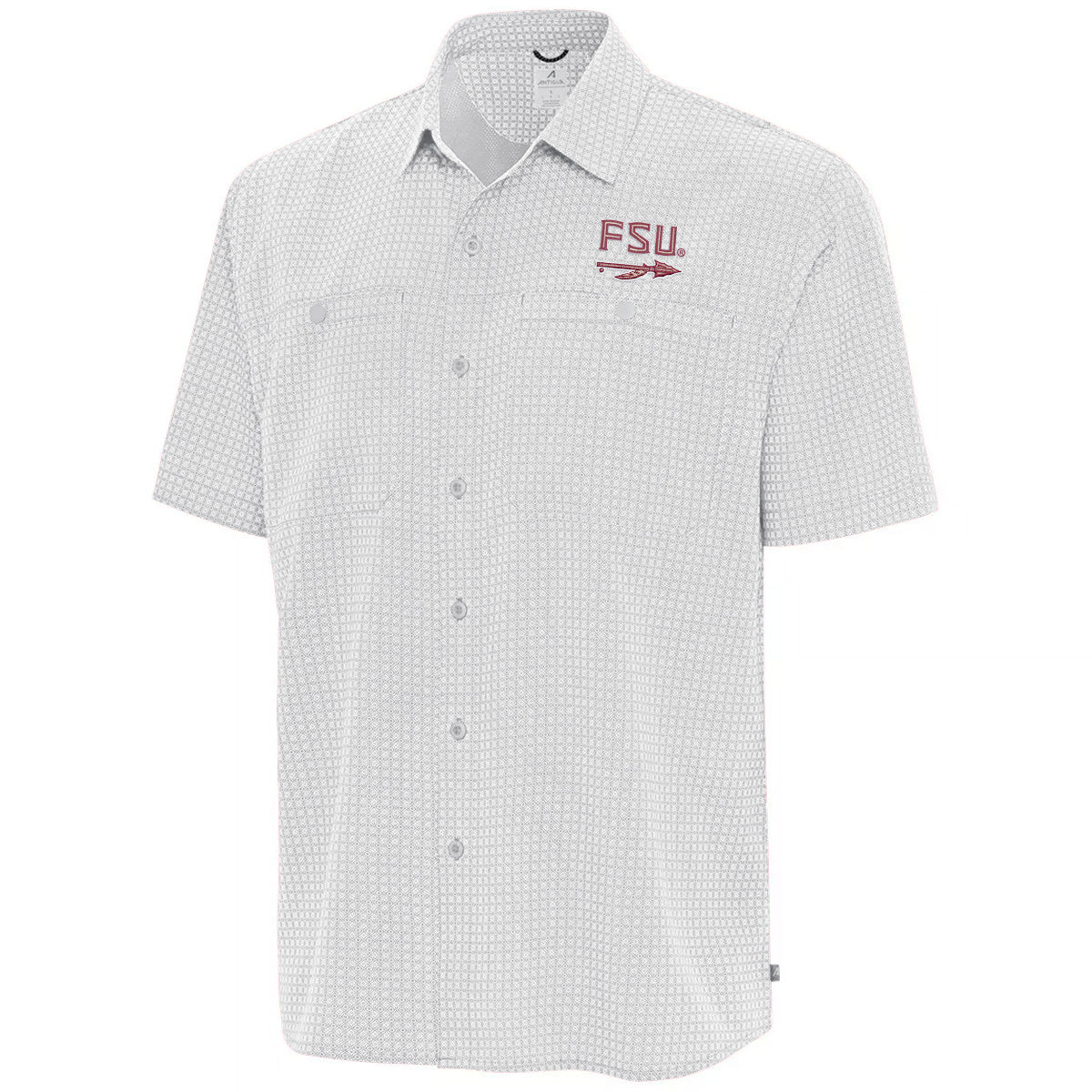 Antigua Men's FSU Spear Short Sleeve Woven Top - Grey/White