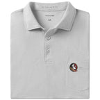 B.Draddy Men's Seminole Logo Vin Polo - Grey Heather/White