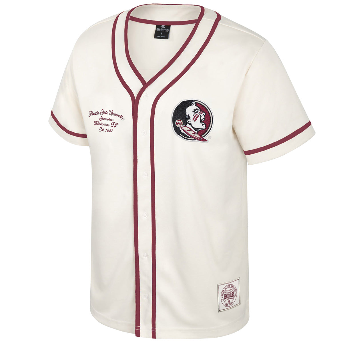Colosseum Men's Seminole Logo/Seminoles Baseball Jersey - Cream/Garnet