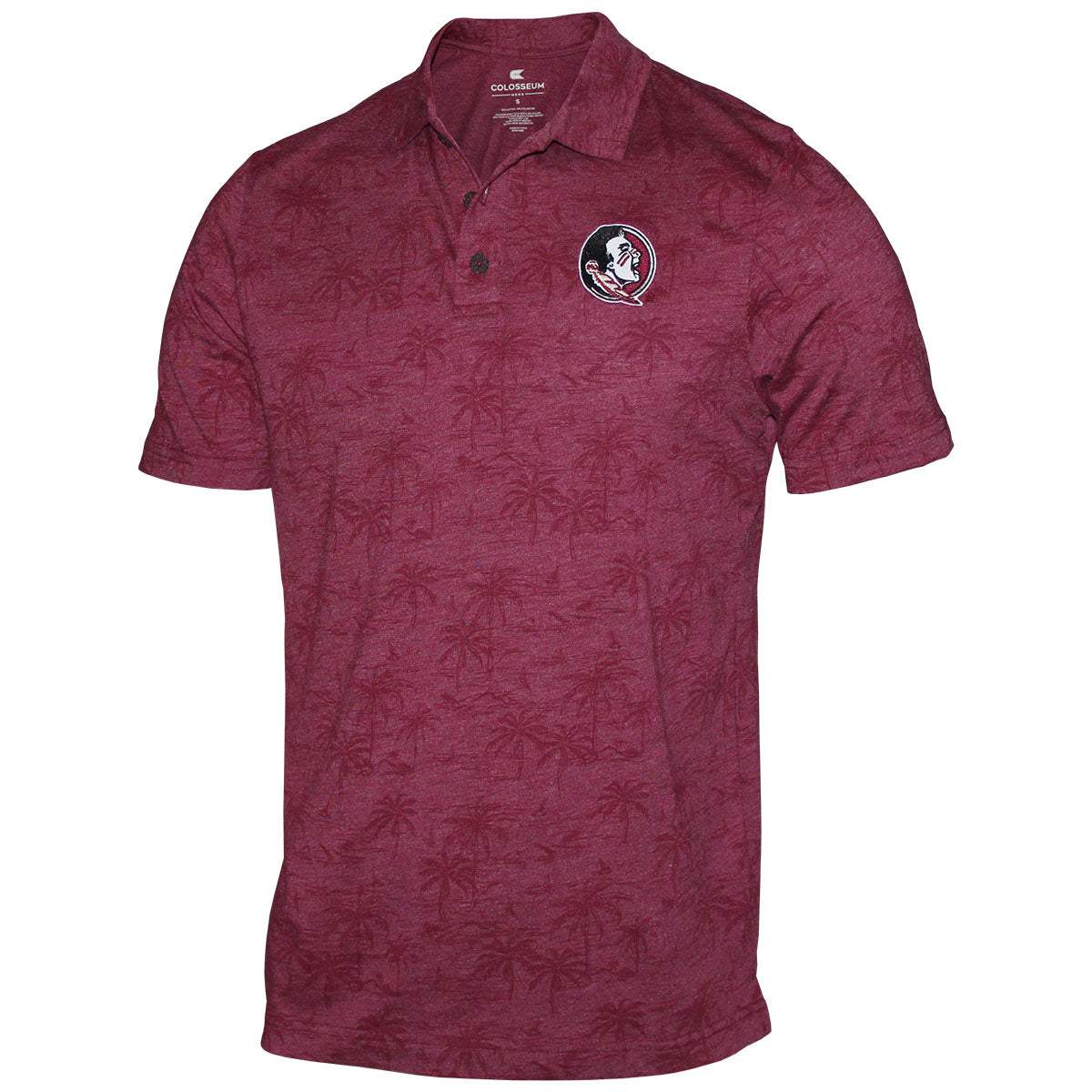 Colosseum Men's Seminole Logo Palm Print Polo - Garnet