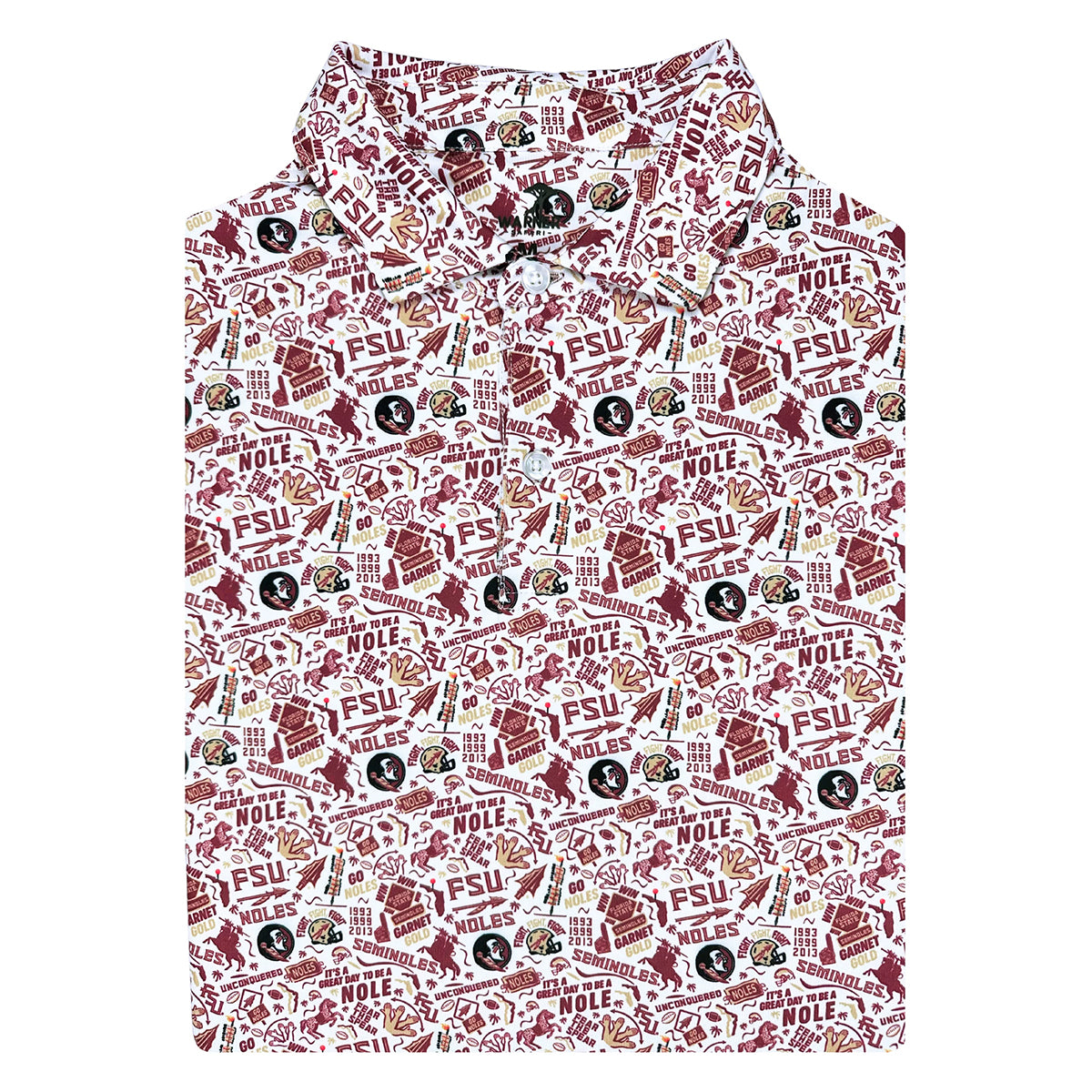 Warner Safari Men's All Over Nole Gameday Design Polo - White