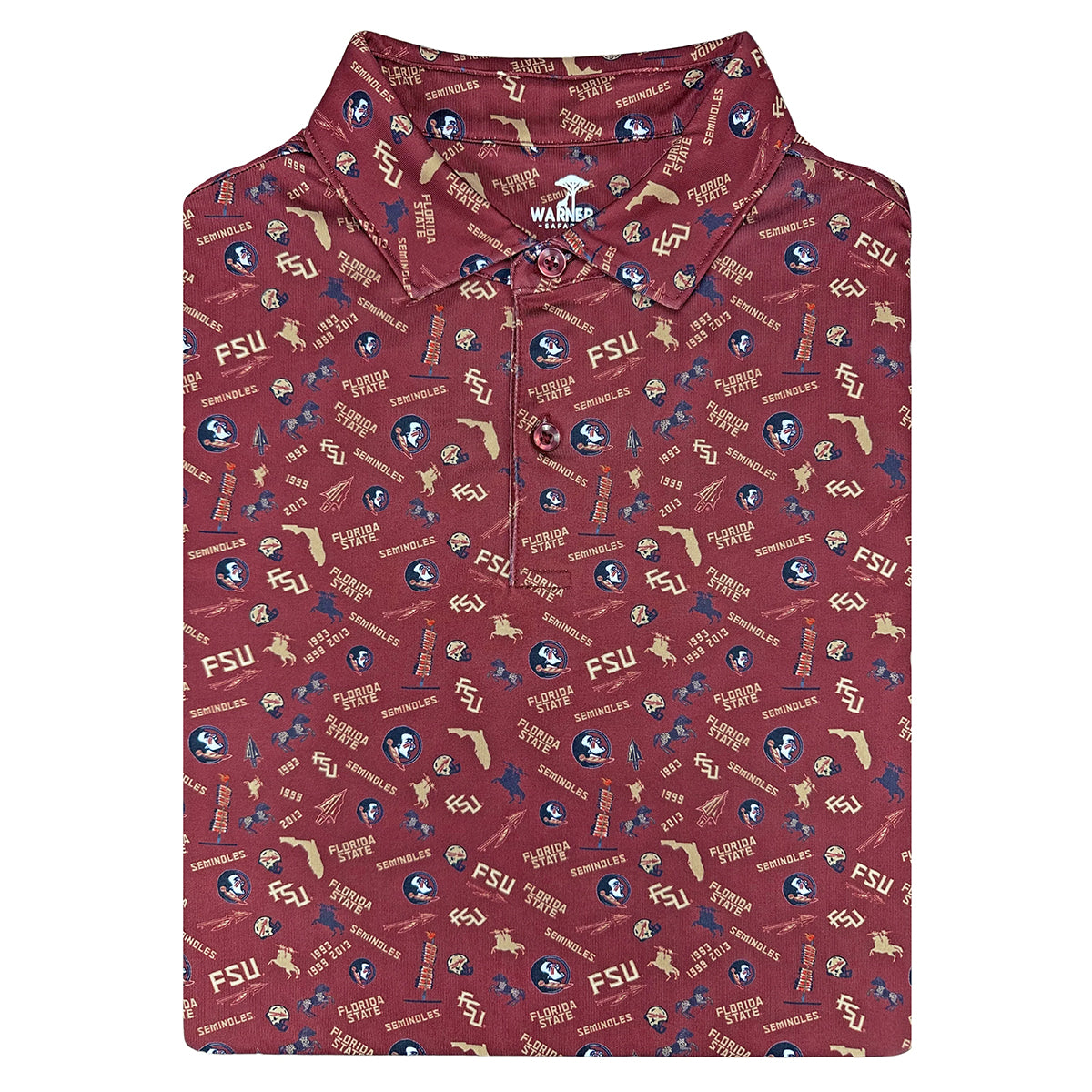 Warner Safari Men's All Over Seminole Safari Design Polo - Garnet