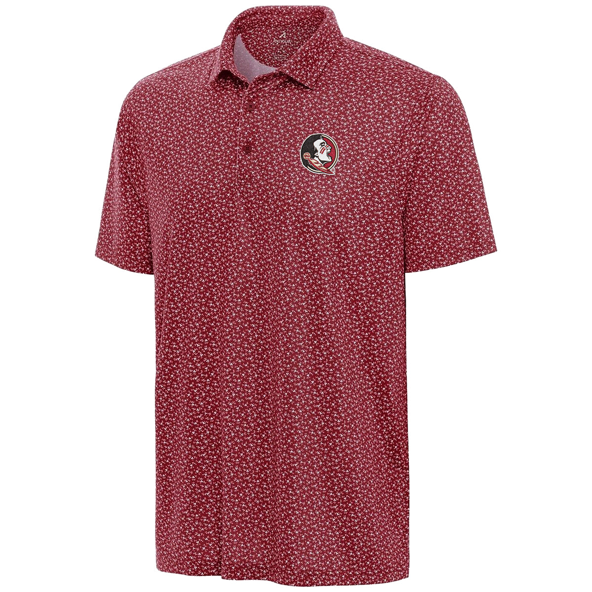 Antigua Men's Seminole Logo Floral Pattern Polo - Garnet