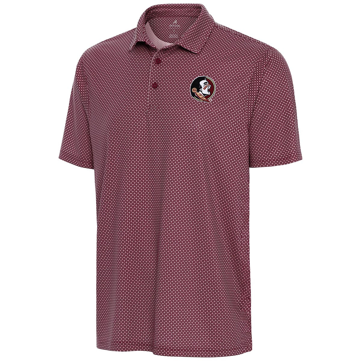 Antigua Men's Seminole Logo Geometric Pattern Polo - Garnet