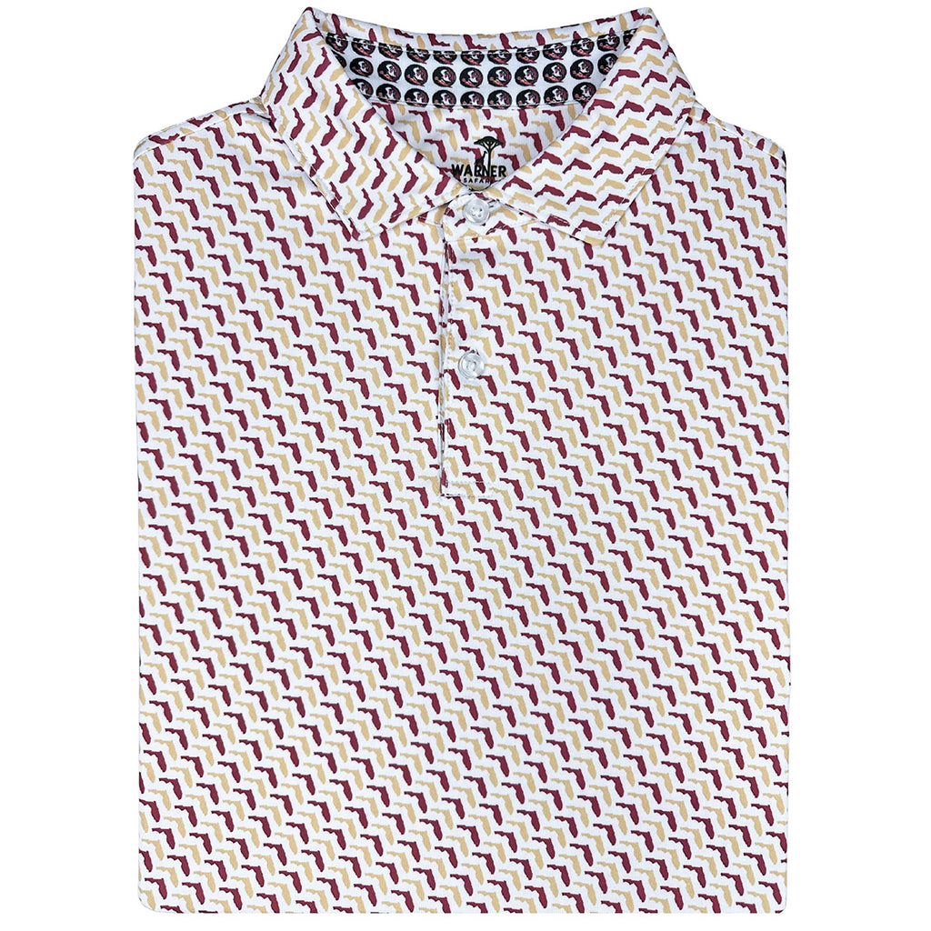 Warner Safari Men's State of Florida Sublimated Polo - White