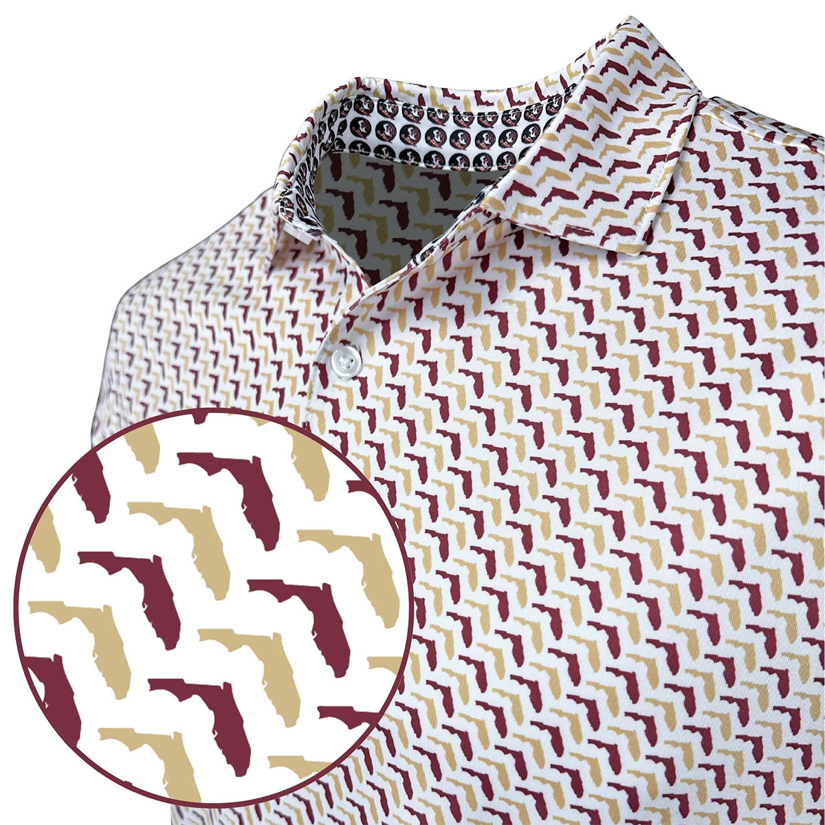 Warner Safari Men's State of Florida Sublimated Polo - White