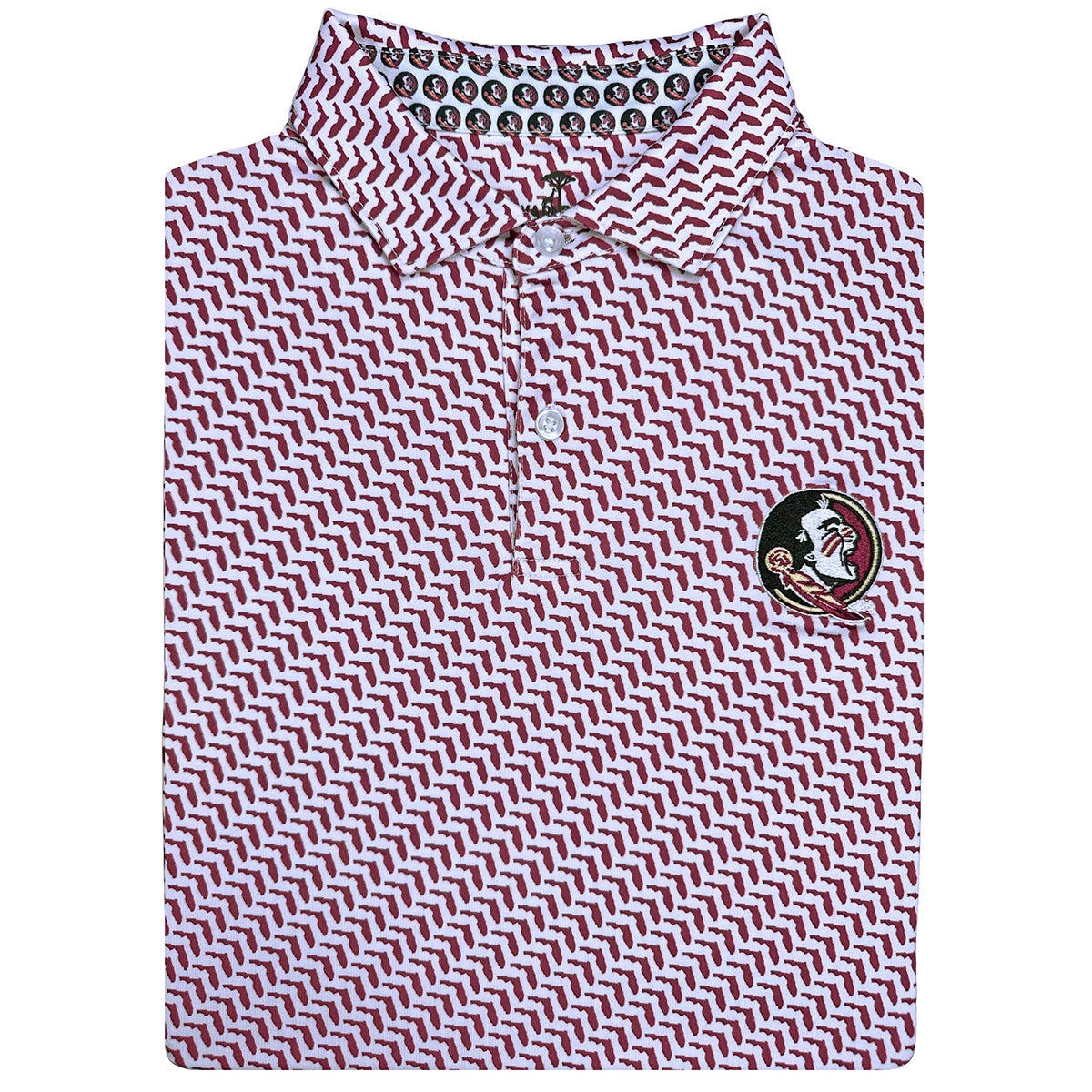Warner Safari Men's Seminole Logo/State of Florida Sublimated Polo - White
