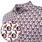 Warner Safari Men's Arrowhead/Seminole Logo/State of Florida Design Sublimated Polo - White