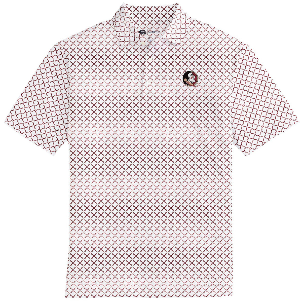 Onward Reserve Men's Seminole Logo/Arrowhead Pattern Printed Performance Knit Polo - Garnet/White