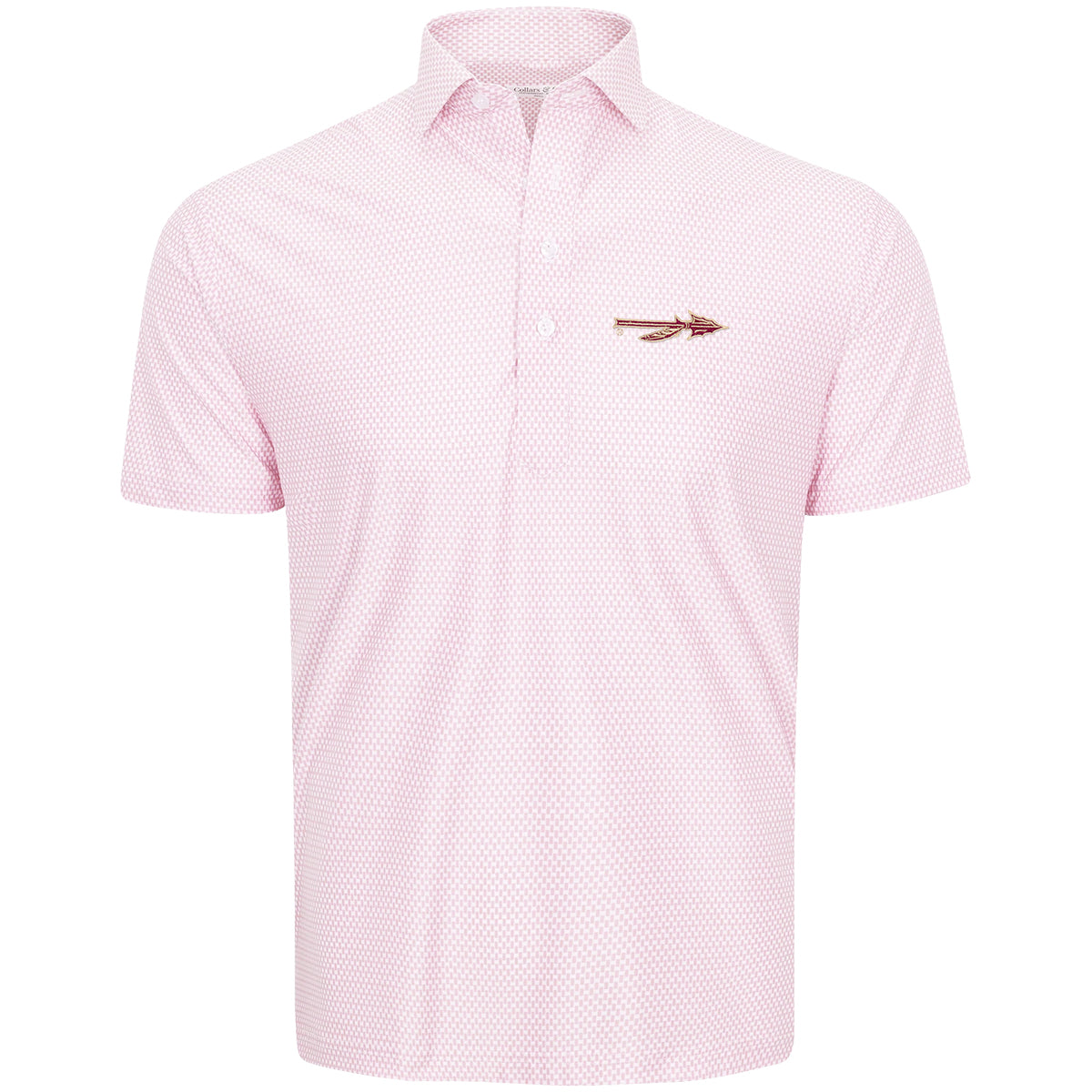 Collars and Co Men's Spear Logo Semi-Spread Collar Vantage Polo - Pink/White