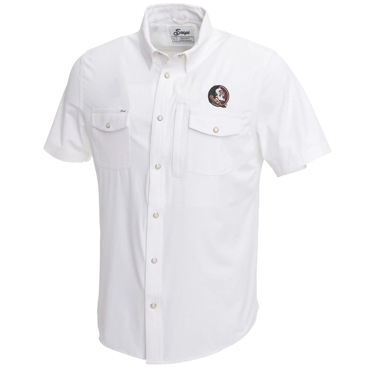 Snaps Men's Seminole Logo Short Sleeve Tailgater Shirt - White
