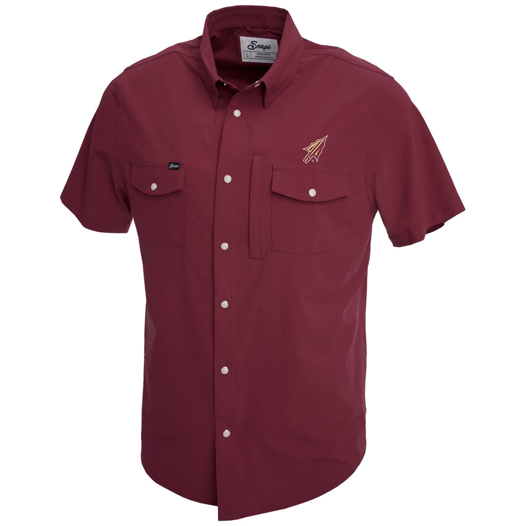 Snaps Men's Arrowhead Logo Short Sleeve Tailgater Shirt - Garnet