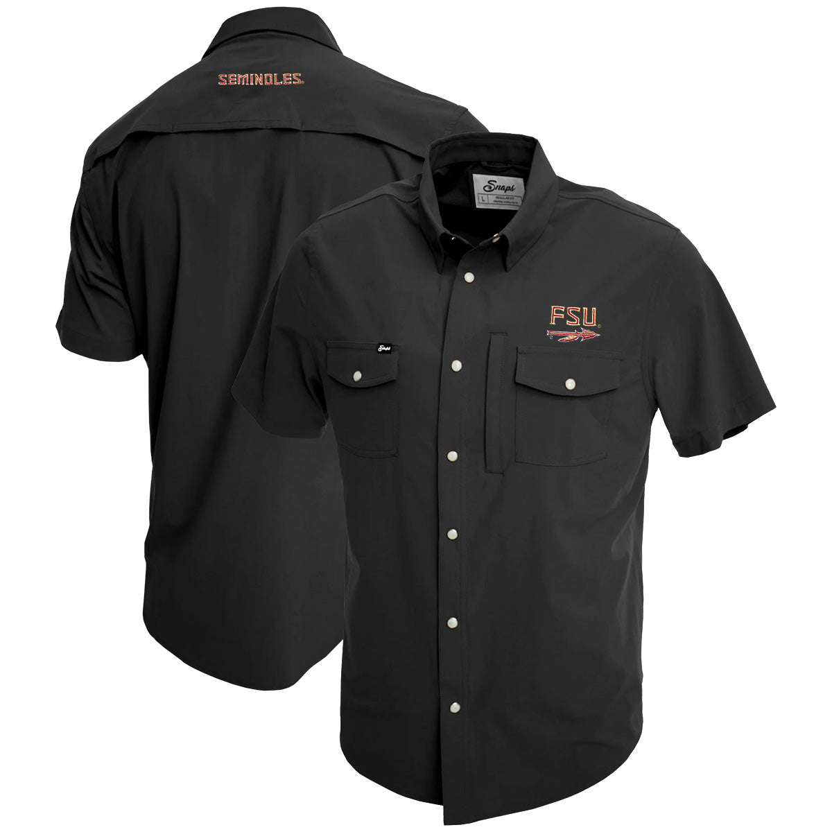 Snaps Men's FSU Spear Short Sleeve Tailgater Shirt - Black