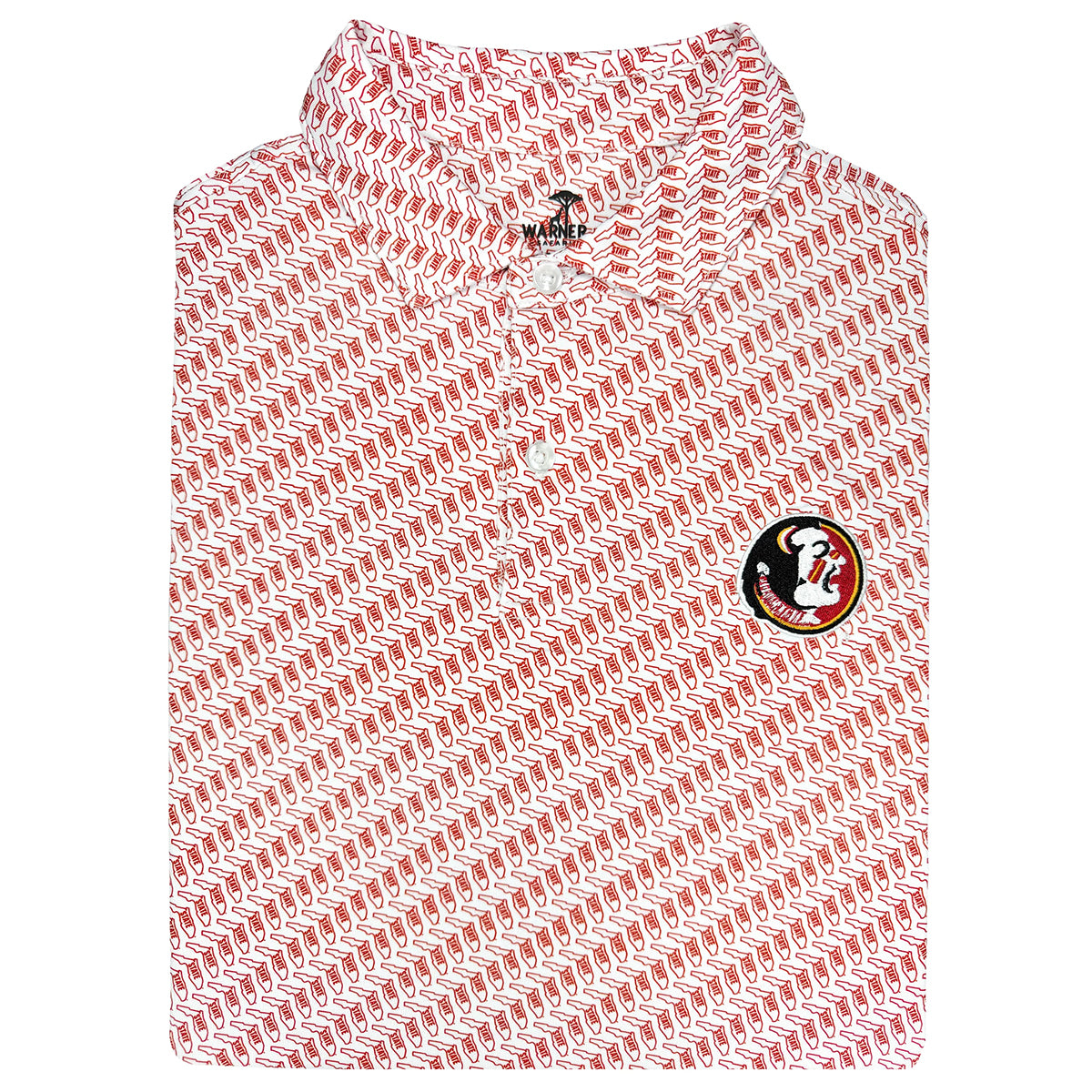Warner Safari Men's Vault State of Florida Seminole Logo Design Sublimated Polo - White