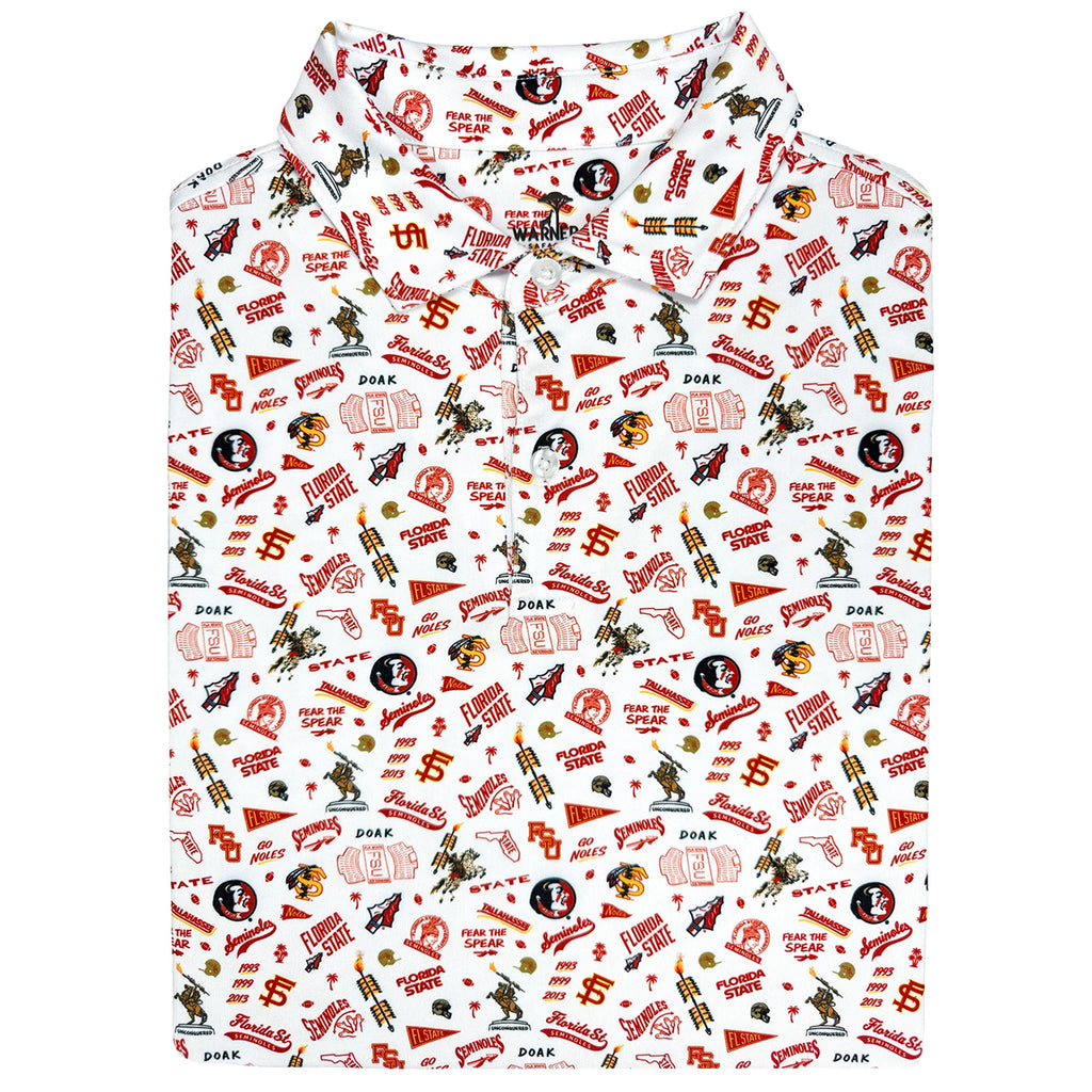 Warner Safari Men's All Over Vault Design Sublimated Polo - White
