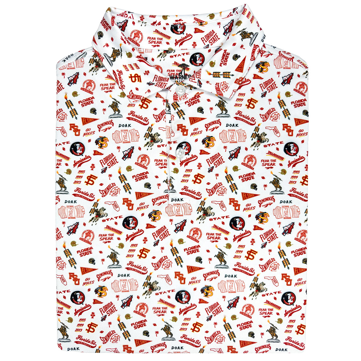 Warner Safari Men's All Over Vault Design Sublimated Polo - White