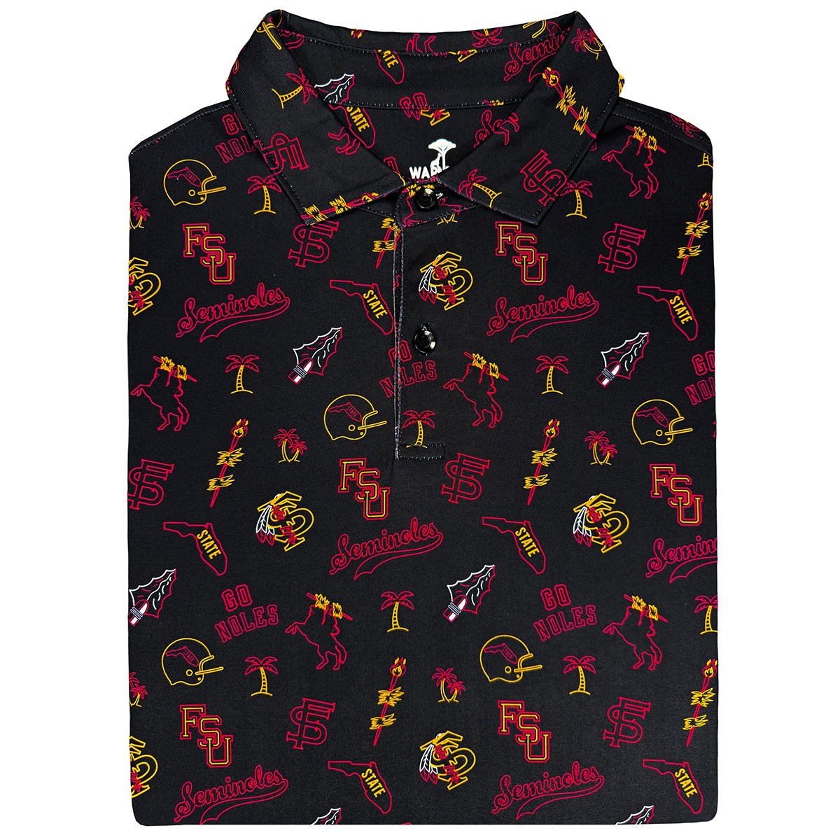 Warner Safari Men's All Over Vault Design Sublimated Polo - Black