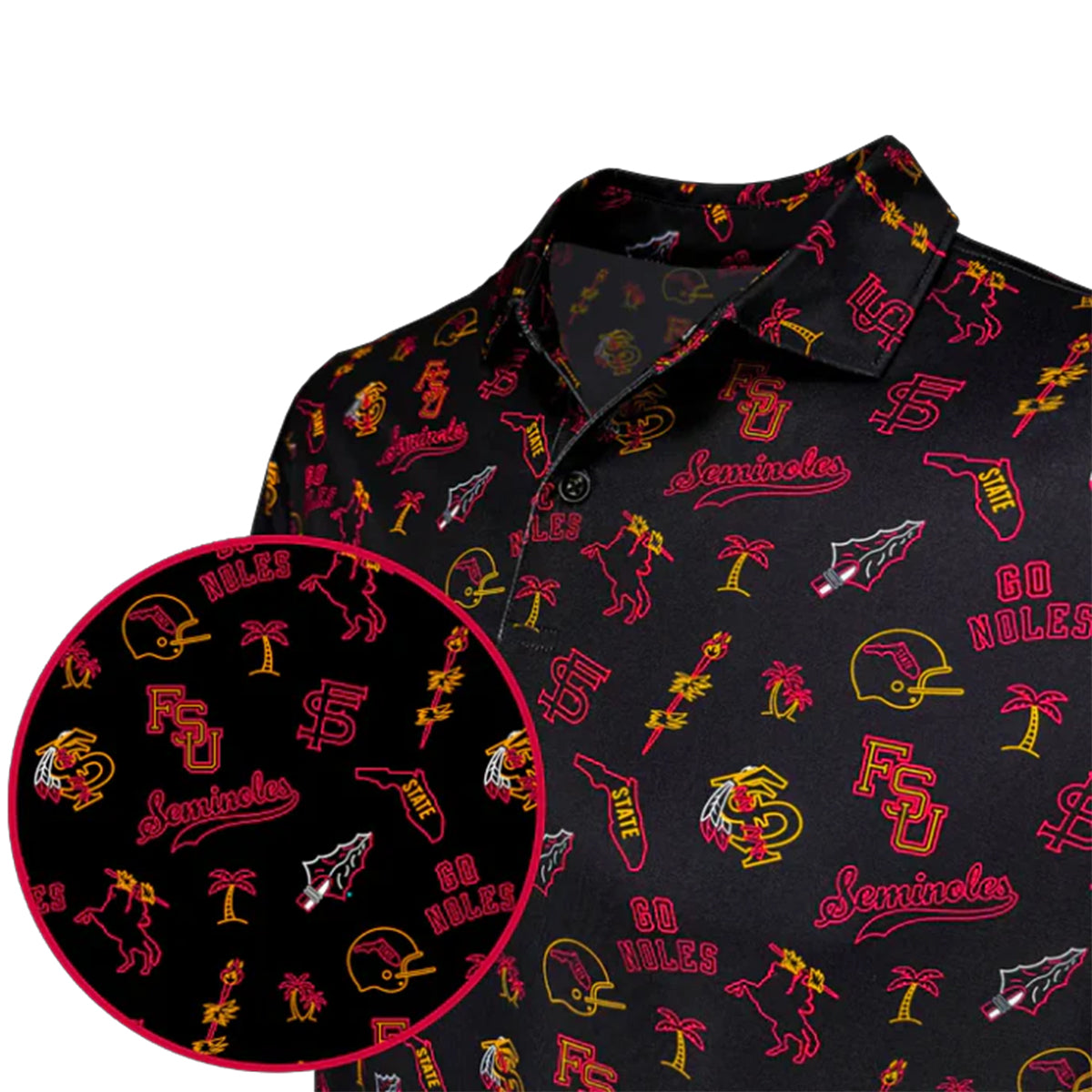Warner Safari Men's All Over Vault Design Sublimated Polo - Black