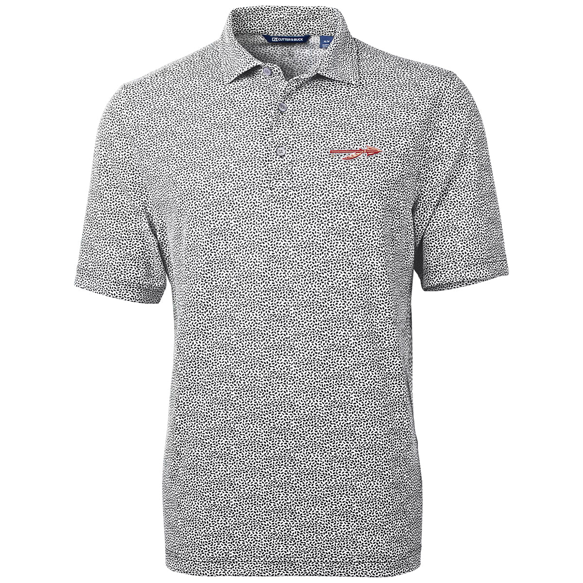 Cutter & Buck Men's Spear Logo Virtue Botanical Print Featherlight Polo - Black/White