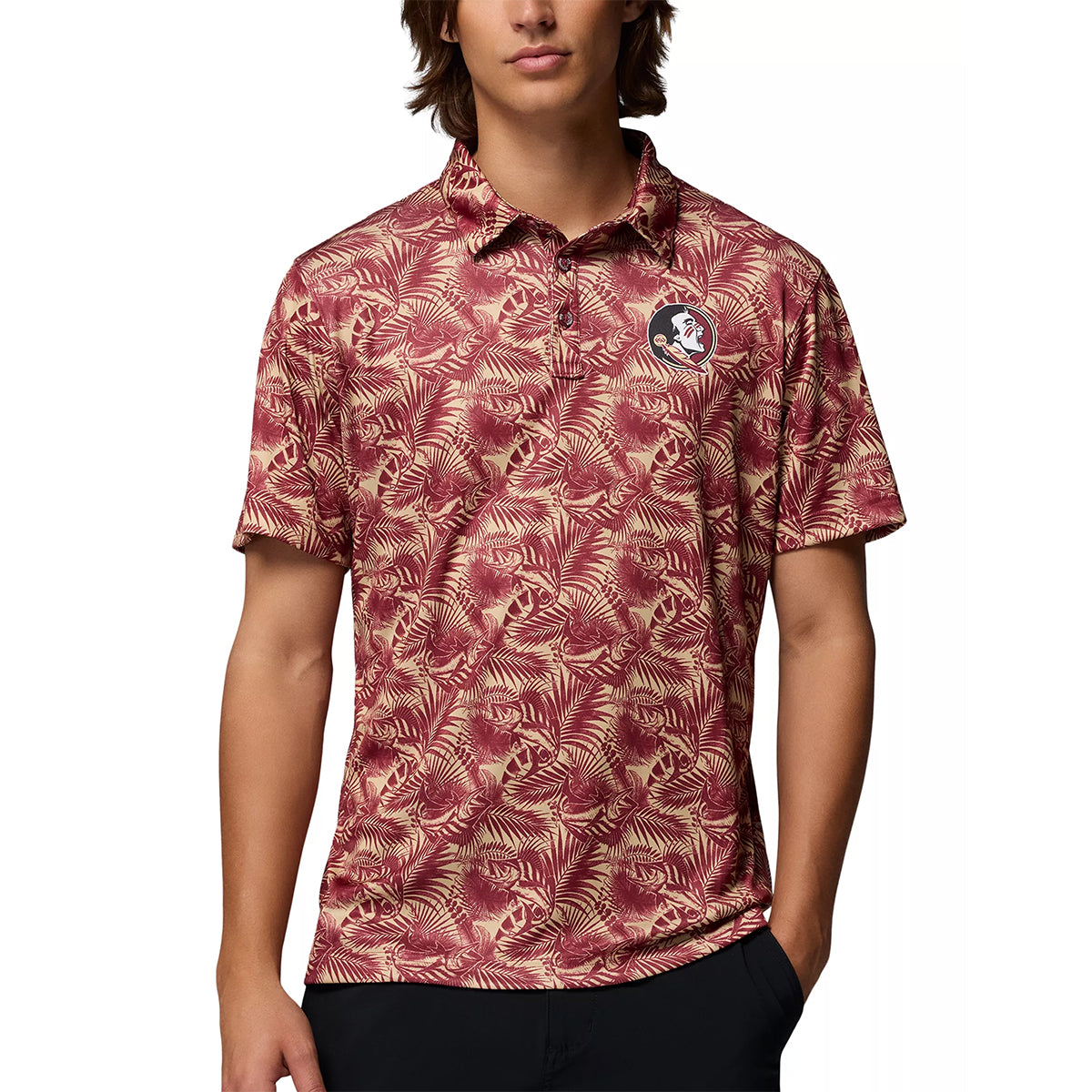 Columbia Men's Seminole Logo Super Terminal Tackle Polo - Garnet/Gold