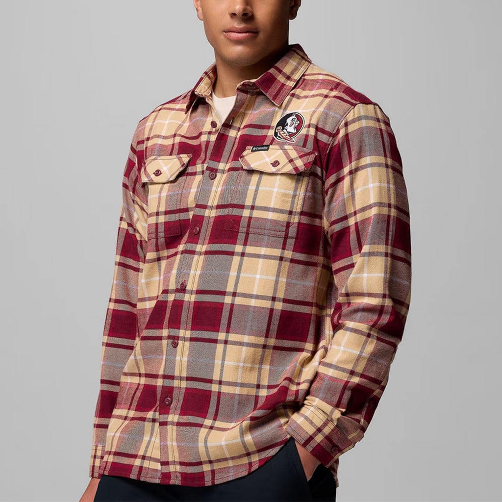 Columbia Men's Seminole Logo Flare Gun Flannel Shirt - Garnet/Gold