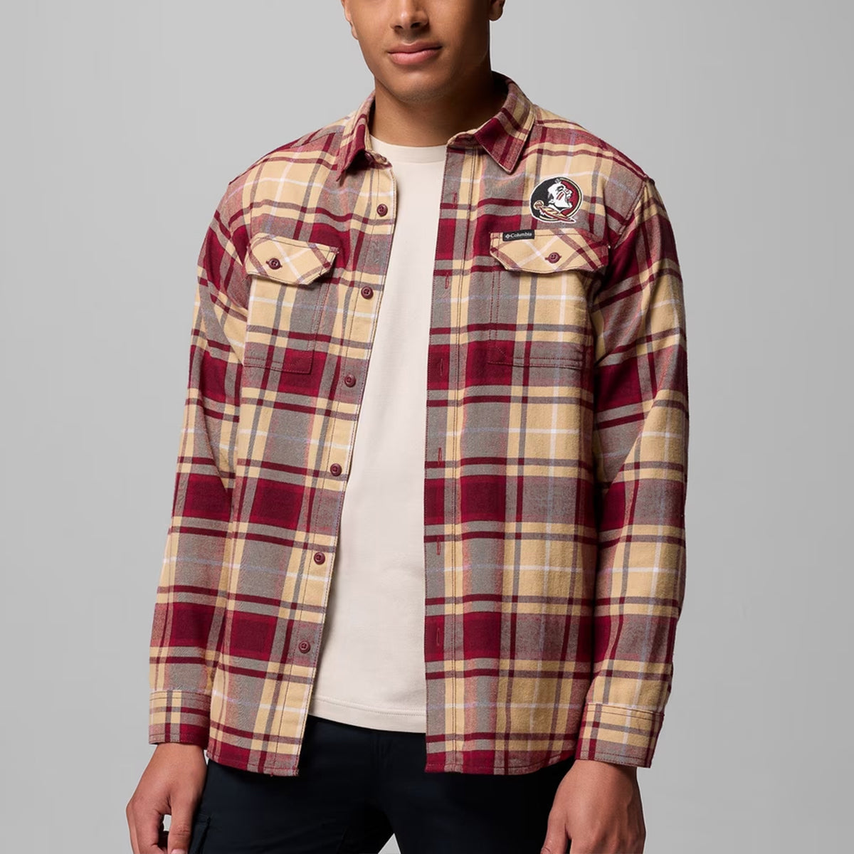 Columbia Men's Seminole Logo Flare Gun Flannel Shirt - Garnet/Gold
