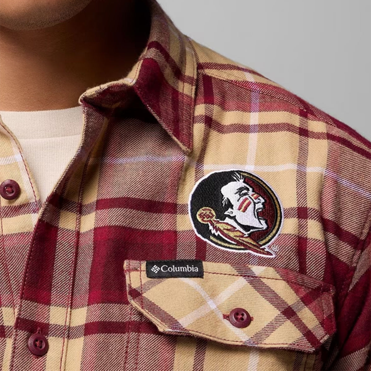 Columbia Men's Seminole Logo Flare Gun Flannel Shirt - Garnet/Gold