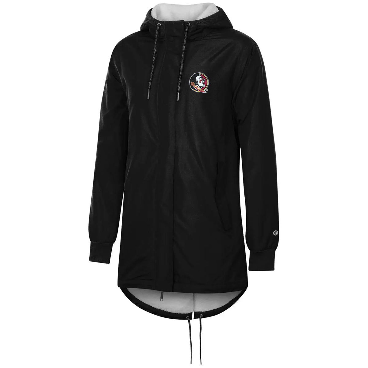 Champion Women s Seminole Logo Sherpa Lined Stadium Jacket Black Garnet Gold