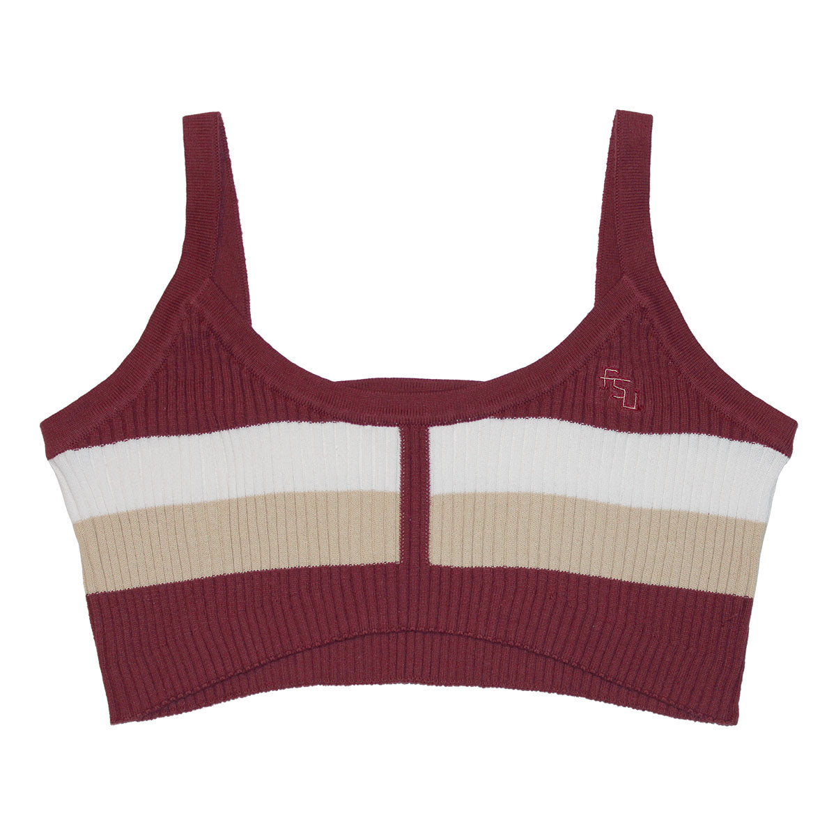 Emerson Street Women's Stacked FSU Stripe Knit Bra Top - Garnet