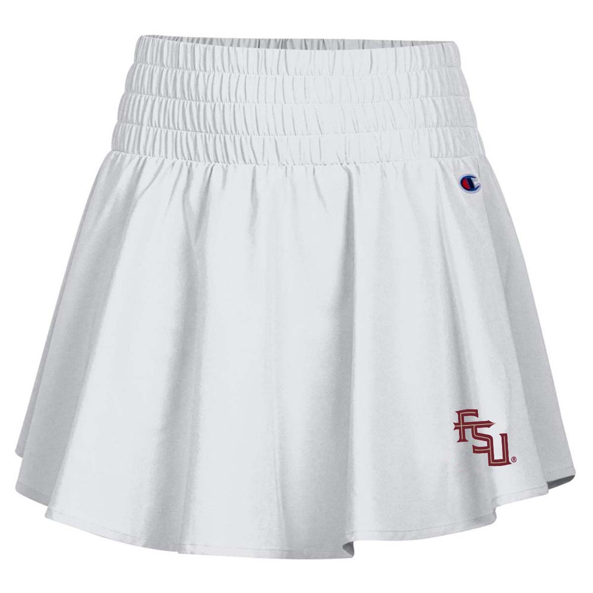 Champion Women's Stacked FSU High Waisted Ruffle Woven Skort - White