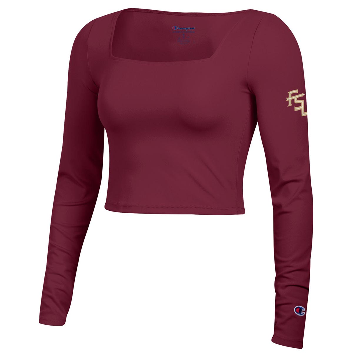 Champion Women's Stacked FSU Long Sleeve Square Neck Crop - Garnet