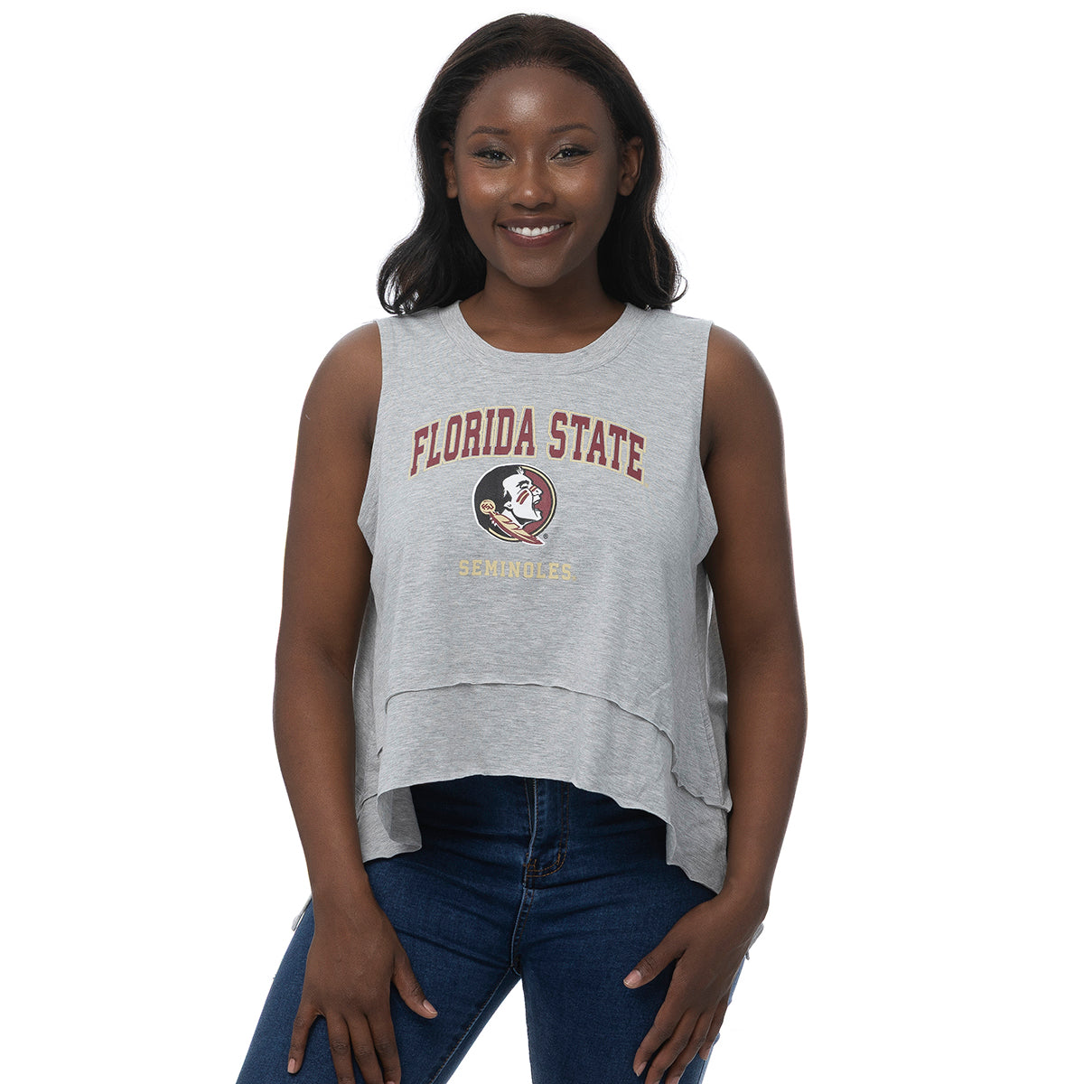 ZooZatz Women's Florida State Seminoles/Seminole Logo Flowy Tank - Grey