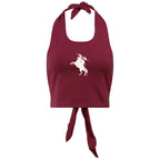 Hype & Vice Women's Unconquered Silhouette Tie Halter - Garnet