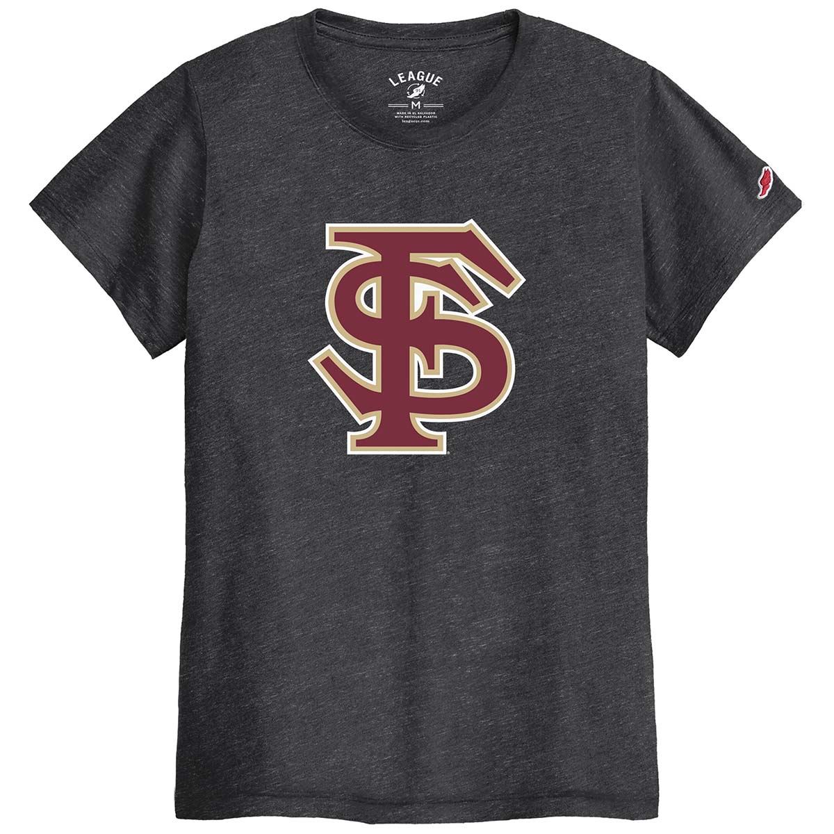 League Women's Interlocking FS Logo Short Sleeve Tri-blend T-shirt - Heather Black