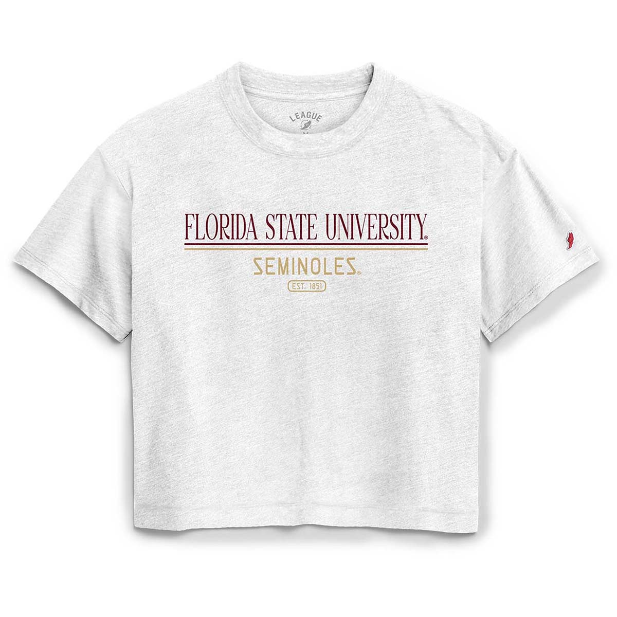 League Women's Florida State University Seminoles Short Sleeve Relaxed Fit Tri-blend T-shirt - Heather White
