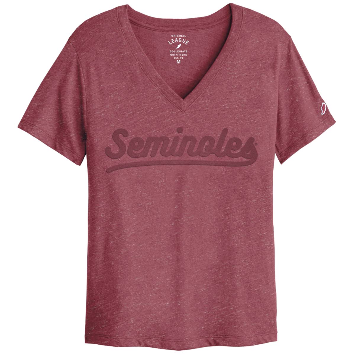 League Women's Seminoles Tri-blend V-neck Short Sleeve T-shirt - Heathered Garnet
