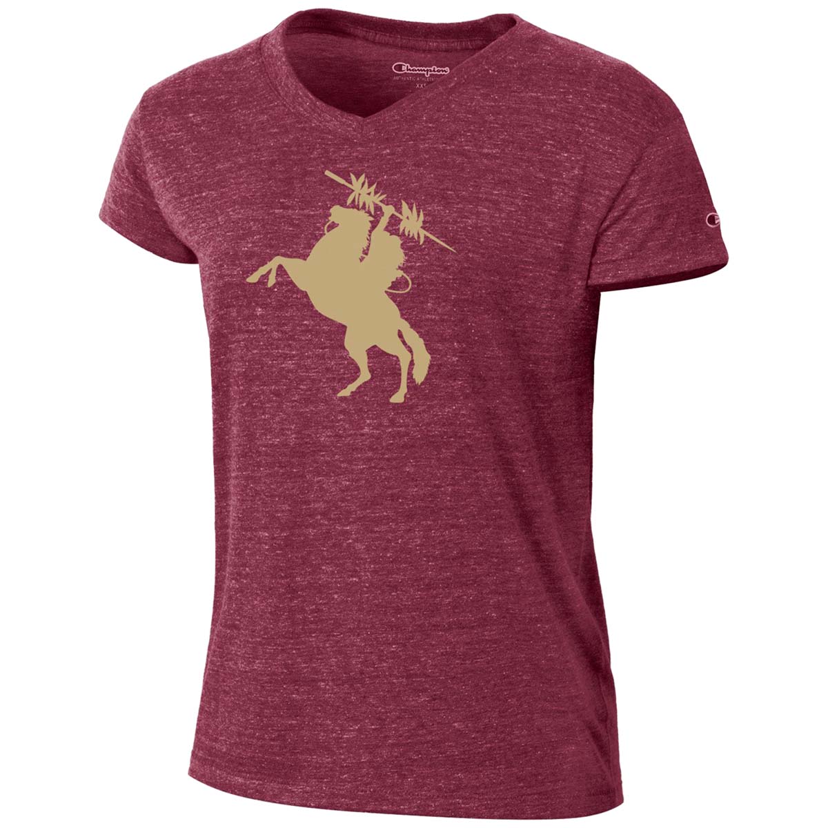 Champion Women's Unconquered Silhouette Short Sleeve Tri-blend V-neck T-shirt - Garnet
