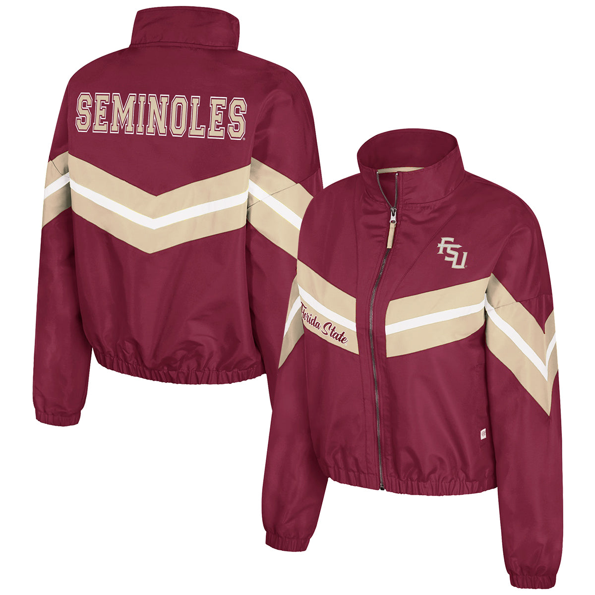Colosseum Women's Stacked FSU/Florida State Full-Zip Windbreaker Jacket - Garnet/Gold