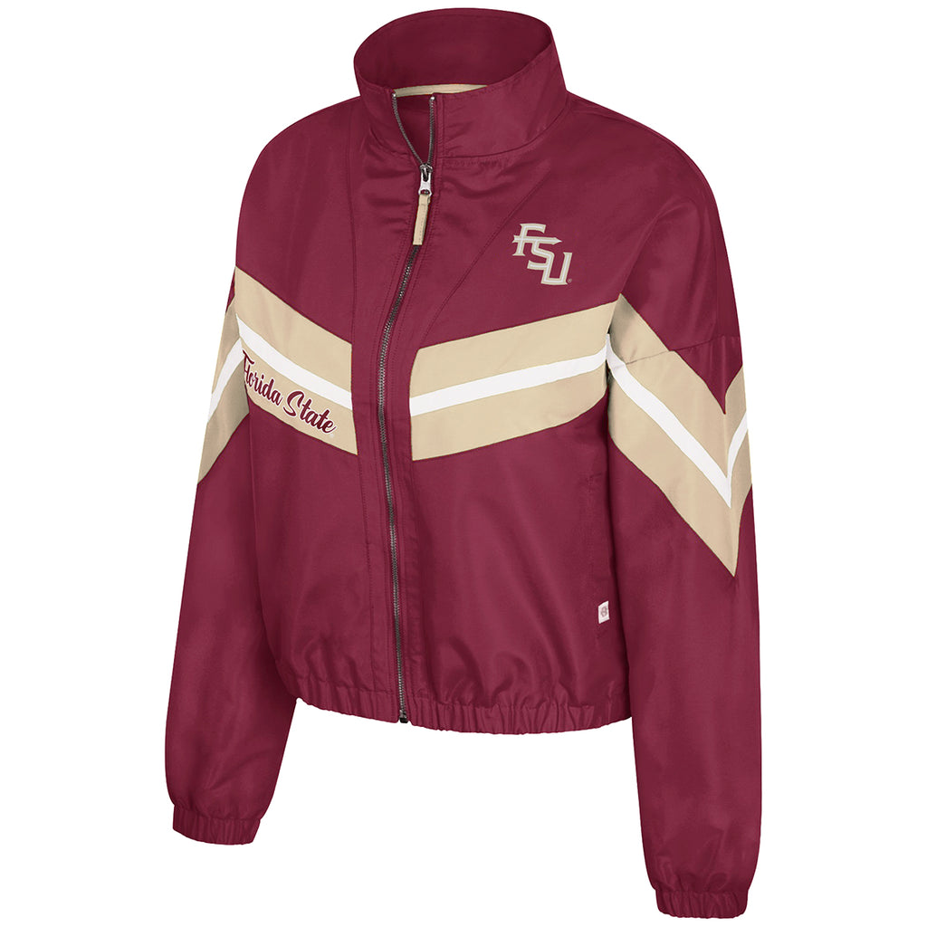 Colosseum Women's Stacked FSU/Florida State Full-Zip Windbreaker Jacket - Garnet/Gold