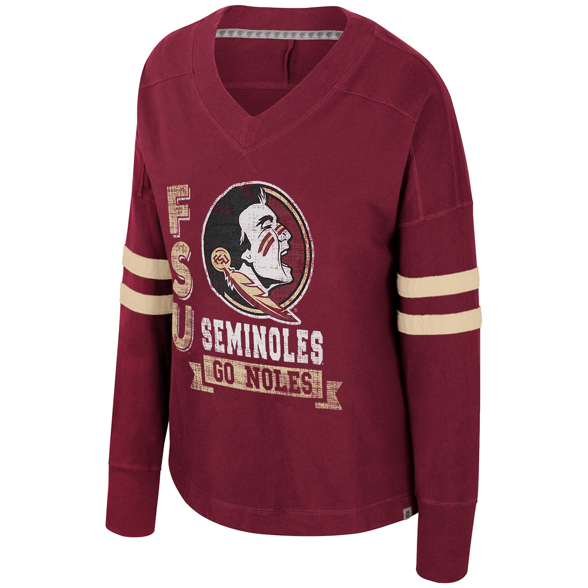 Colosseum Women's FSU Seminole Logo/Seminoles Design Oversized Long Sleeve Knit Top - Garnet