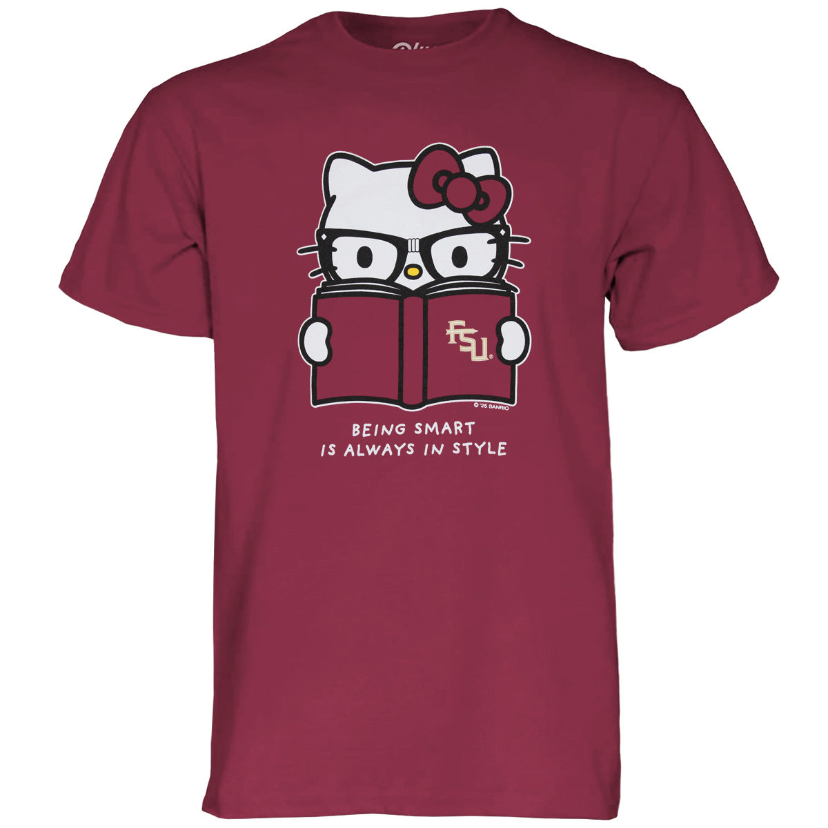 Blue 84 Women's Hello Kitty Being Smart is Always in Style Design Short Sleeve Relaxed fit T-shirt - Garnet