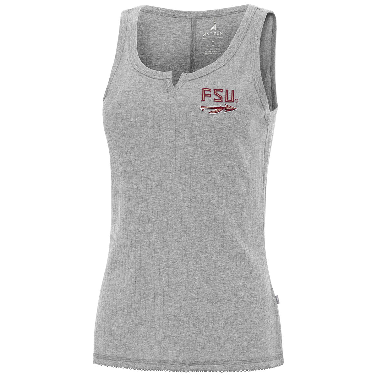 Antigua Women's FSU Spear Ribbed Tank - Heather Grey