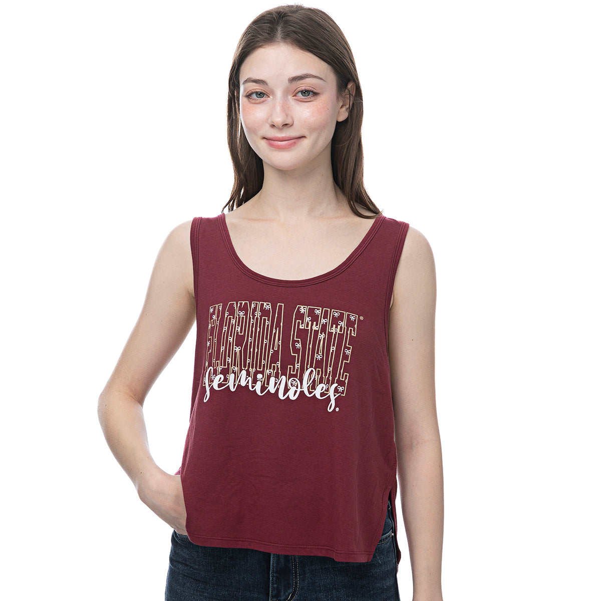 ZooZatz Women's Florida State Seminoles Design Waist Length Tank - Garnet