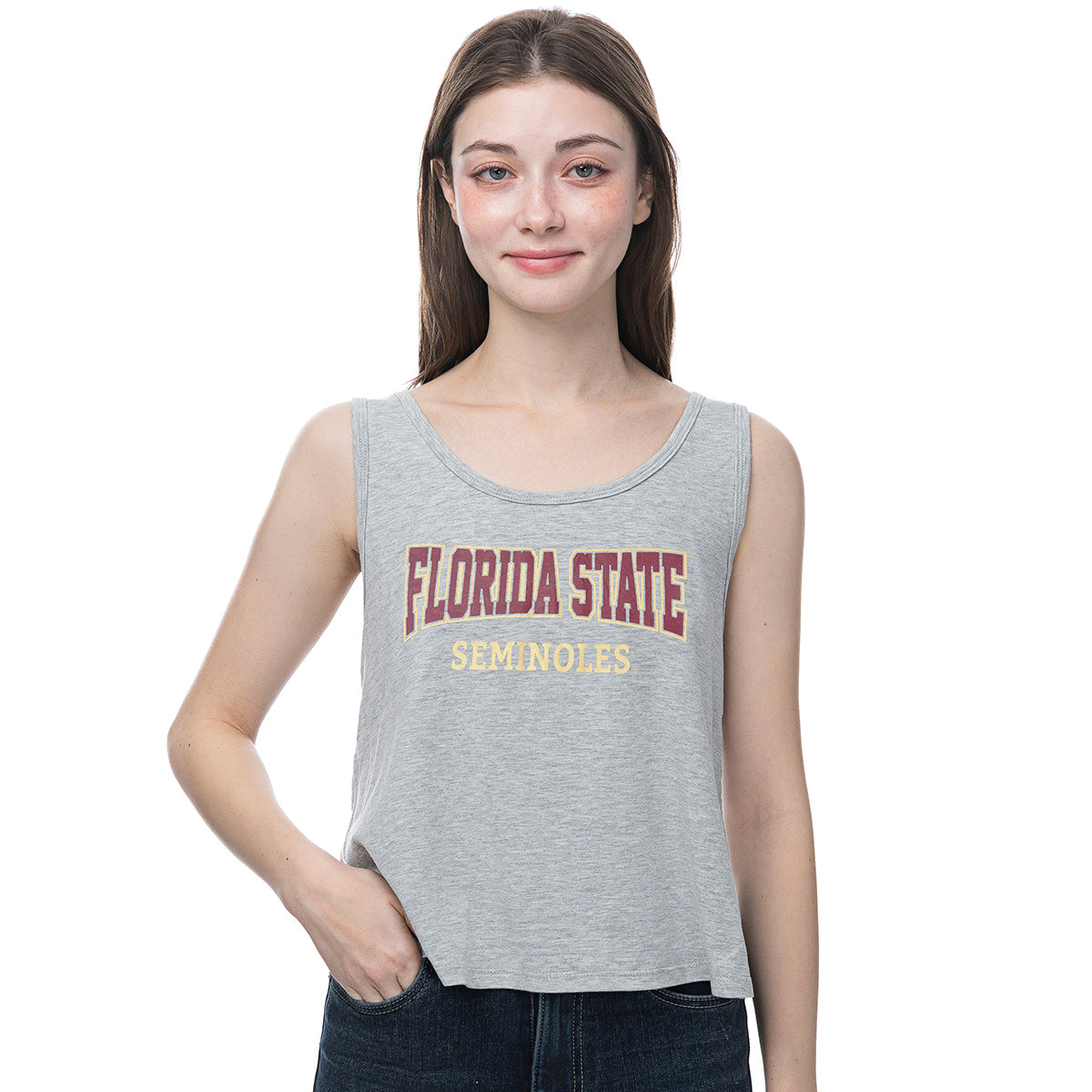 ZooZatz Women's Florida State Seminoles Waist Length Tank - Grey