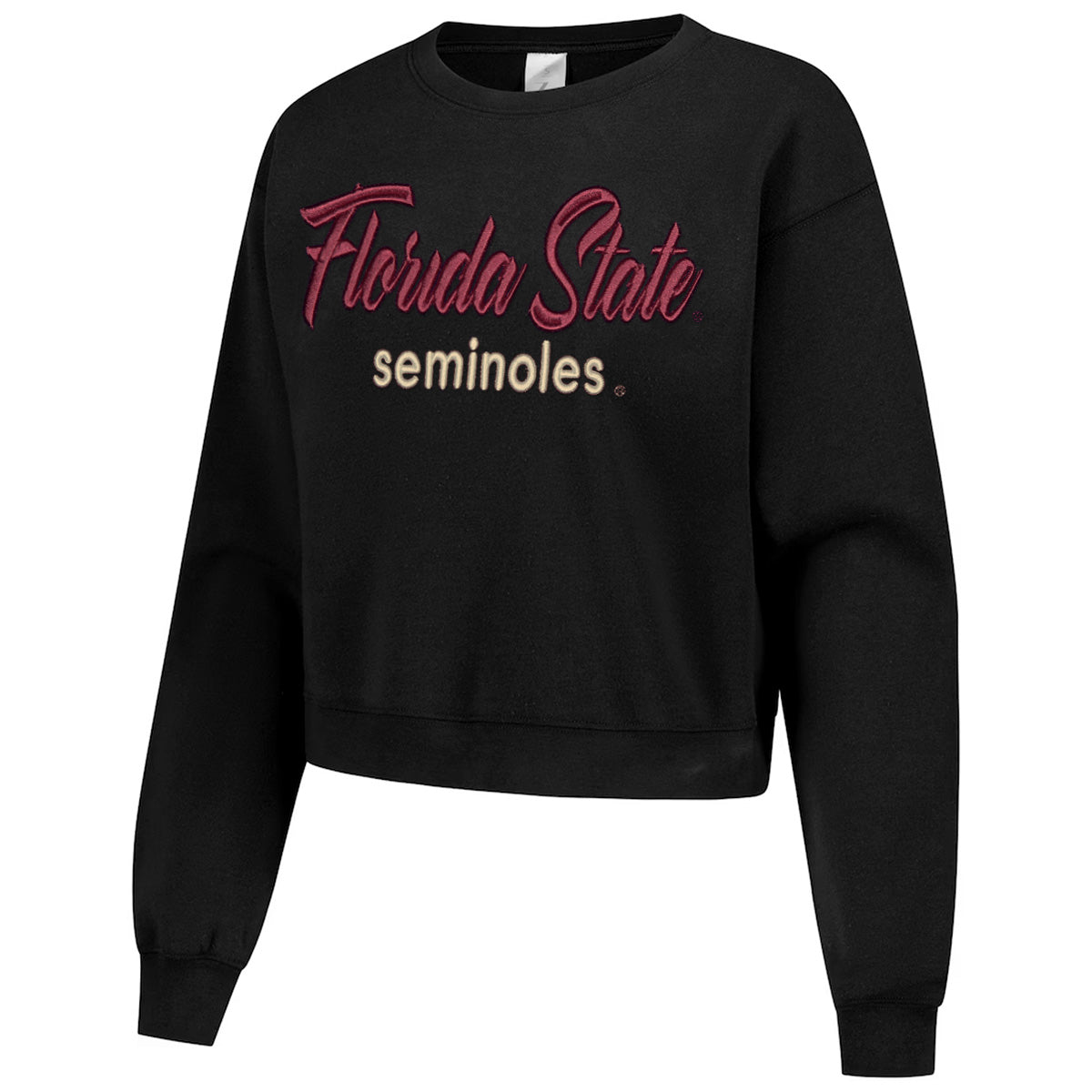 ZooZatz Women's Florida State Seminoles Cropped Crew Fleece - Black