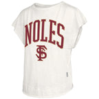 Pressbox Women's Noles Interlocking FS Design Short Sleeve Oversized Slub Top - White